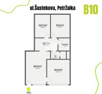 OBCHODNÝ PRIESTOR PETRŽALKA ul.Šustekova - Pôdorys obchodných priestorov na Šustekovej ulici v Bratislave predstavuje usporiadanie miestností.
