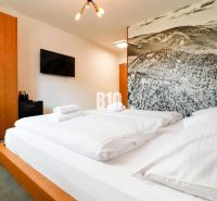 VKUSNE ZARIADENÝ apartmán v TOP lokalite v lyž. stredisku SNOWLAND Val - Interiér Rekreačného apartmánu s pohodlnou posteľou, dekoratívnou stenou a televízorom.