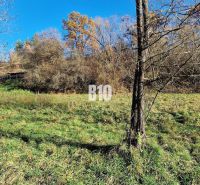Rozľahlý, slnečný pozemok 2777m2 - Bytča - Rozľahlé pozemky na bývanie v Bytči, obklopené stromami s nehnuteľnosťou v pozadí.