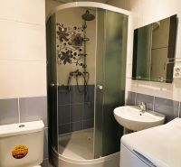 Štartovací byt s balkónom a výhľadom, ktorý vás bude baviť! - Kúpeľňa v 1-izbovom byte s WC, sprchovacím kútom a umývadlom.