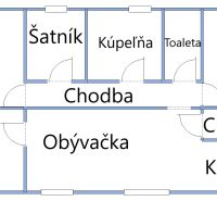 4-izbová novostavba rodinného domu s terasou, Andovce - Pôdorys Rodinného domu v Andovciach s izbami a sociálnymi zariadeniami.