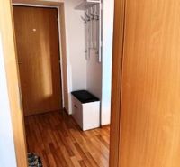 1 izbový byt na predaj rekonštrukcia, Martin centrum, nový balkón - Chodba v 1-izbovom byte s podlahou s dreveným dekorom a vešiakom.