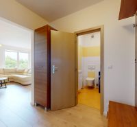 | Pekný a priestranný 3-izbový byt | 70m² |  - Interiér 3-izbového bytu s podlahou s dreveným dekorom, pohľad do obývacej izby.
