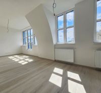 VÝNIMOČNÝ SLNEČNÝ APARTMÁN v centre mesta, UNO Poštová - Svetlý 1-izbový byt s oknami a podlahou s dreveným dekorom.