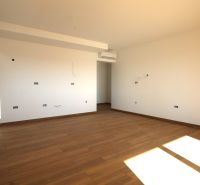 Vodice(HR)-3-izbový byt 81 m2 so záhradou - Svetlá miestnosť s podlahou s dreveným dekorom v rekreačnom apartmáne.