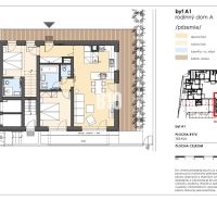 VILADOMY BUDATÍN - 3 IZBOVÝ BYT 125m2, A1 - Pôdorys prízemia 3-izbového bytu s terasou a dennou časťou.