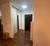 PRENÁJOM – 2-izbový veľkometrážny byt – Mostná, Nitra - Chodba s podlahou s dreveným dekorom a vstavanou skriňou v 2-izbovom byte.