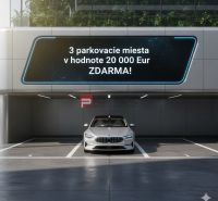 4-izbový mezonet so záhradou v projekte PRI KAPLNKE – Dubová - Parkovacie miesto pre auto s nápisom o bezplatných parkovacích miestach v Dubovej.