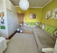 PREDANÉ- 2 izbový byt s balkónom blízko centra mesta Humenné - Izba v 2-izbovom byte s pohovkou, šatníkom a podlahou s dreveným dekorom.