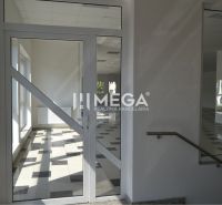 PRENÁJOM-Obchodný priestor v centre mesta Humenné-420m2 - Sklenené dvere v obchodných priestoroch s dlažbovou podlahou a radiátorom.