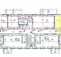 PREDAJ MODERNE ZREKONŠTRUOVANÝCH BYTOV V STRÁŽSKOM (BYT F) - Pôdorys bytového domu s označením jednotlivých bytov vrátane rozmerov miestností.