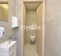 PRENÁJOM komerčného priestoru (26 m2) blízko centra Humenné - Interiér obchodných priestorov so sanitárnym zariadením, umývadlom a toaletou.