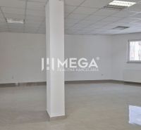 PRENÁJOM obchodného priestoru v centre Humenného (74 m2) - Priestranné obchodné priestory s dlažbou a bielymi stenami, svetlo preniká cez okno.