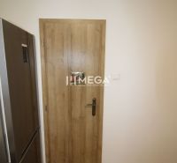 REZERVOVANÝ - Na prenájom moderný 3-izbový byt v meste Snina - Dvere s dreveným dekorom a chladnička v 3-izbovom byte.