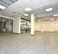 NA PRENÁJOM OBCHODNÝ PRIESTOR 96 m² – BEZ DEPOZITU, TOP CENA - Prázdne obchodné priestory s veľkými presklenými dverami a šedou podlahou.