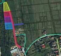 Na predaj pozemky vo Veľkom Šariši - Farebná mapa zobrazujúca plán Výrobných priestorov vo Veľkom Šariši s označenými parcelami.