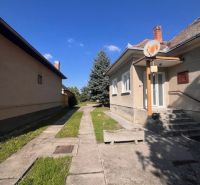 Rodinný dom v obci Vrakúň. - Exteriér rodinného domu vo Vrakúni, chodník, trávnik, strom a modrá obloha.