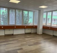 Na prenájom kancelárske priestory 66,6 m² - Banská Bystrica, Zvolenská - Kancelárie s podlahou s dreveným dekorom a veľkými oknami.