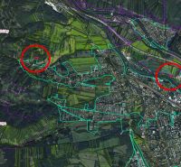 Vrútky – 920 m2 POZEMKY na okraji intravilánu - Mapa zobrazuje poľnohospodárske a lesné pozemky v oblasti Vrútok.