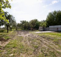 MODERNÝ 4-IZBOVÝ BUNGALOV | ZEMPLÍNSKA ŠIROKÁ - Pozemok v Zemplínskej Širokej s trávou, stromami a plechovým plotom pri rodinnom dome.