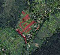 Nová Bystrica – 8.500 m2 ORNÁ PÔDA - Letecká mapa poľnohospodárskych a lesných pozemkov v okolí obce Nová Bystrica.