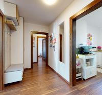 3-izbový byt 65m2 + loggia 5m2 | Na pasekách - Chodba v 3-izbovom byte s podlahou s dreveným dekorom a priestrannými dverami.