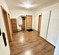 Prenájom pekný 4 izbový byt, Wolkrova ulica, Bratislava V. Petržalka - Chodba v 4-izbovom byte s podlahou s dreveným dekorom a úložnými priestormi.