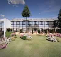 SPILL Apartments Šírava - Predaj apartmánov pri Zemplínskej Šírave - Exteriér rekreačného apartmánu v Zemplínskej Šírave s bazénom a terasou obklopenou zeleňou.