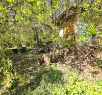 : Záhrada s chatkou, Košice – Krásna, 716 m², elektrina - Záhrada v Košiciach - mestskej časti Krásna na Ulici 1. mája, obklopená zeleňou a stromami.