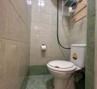 ☎️ 0918/197 701 Na prenájom garsónka s balkónom aj s výťahom   v centr - Toaleta v Rekreačnom apartmáne s obkladom do polovice steny, zelené dlaždice.