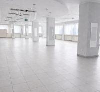 NA PRENÁJOM | Obchodný priestor v centre Galanty - 240 m² - Priestranné obchodné priestory s bielou podlahou a stĺpmi.