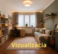 Na predaj priestranný 4-izbový byt - Robotnícka ulica, Banská Bystrica - Izba s podlahou s dreveným dekorom, pohovkou, pracovným stolom a rastlinami v 4-izbovom byte.