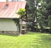 REZERVOVANÉ - Predaj, chata Ružiná - EXKLUZÍVNE HALO... - Chata v Ružinej s plechovou strechou obklopená stromami a trávnikom.