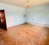 Na predaj 6-izbový rodinný dom (dvojdom) v Pažiti, pozemok 1445 m² - Rodinný dom s bledomodrými stenami a podlahou s dreveným dekorom.