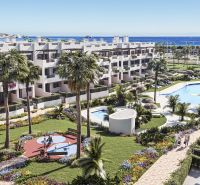 1-izbový apartmán pri pláži, Pulpí, Costa de Almería - Palmy, bazén a záhrady v rekreačných apartmánoch Pulpí s výhľadom na more.
