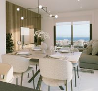1-izbový apartmán pri pláži, Canet, Costa de Valencia - Jedálenská časť Rekreačného apartmánu s výhľadom na more a elegantným prestieraním.