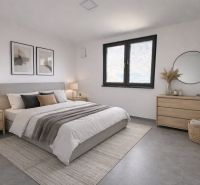 Novostavba v blízkosti  Liptovskej Mary – bungalov - Elegantná spálňa v rodinnom dome s elegantným dekorom a útulnou atmosférou.