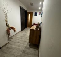 Podnikateľské priestory v  širšom centra mesta Nové Zámky, prízemie - Úzky interiérový chodba s podlahou s dreveným dekorom, dekoráciou a dverami.