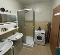 PRENÁJOM - 2-izbový priestranný byt, terasa a parkovanie, Svätoplukovo - Kúpeľňa v 2-izbovom byte s dvomi umývadlami, sprchovacím kútom a práčkou.