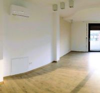 Na prenájom nadštandardný 2-izbový byt - 65 m² v centre Vranova nad To - Priestranný obývací priestor s podlahou s dreveným dekorom a veľkými oknami v 2-izbovom byte.