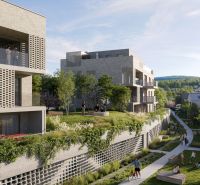 RIEVKY, 3-i byt, 92 m2 – EXKLUZÍVNE BÝVANIE PRI POTOKU A LESE - Exteriér bytové zástavby na ulici Pri Vápenickom potoku v Bratislave - Záhorskej Bystrici.
