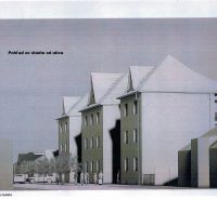 Jedinečná investičná príležitosť v Lučenci - Budova na Ulici Maxima Gorkého, Lučenec, zobrazená z profilu so strechami.