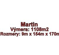 Martin - PRIEKOPA pozemok o výmere 1108 m2 v časti Ráztoky - Pozemok v Martine s rozlohou 1108m2, rozmery 9m x 154m x 170m.