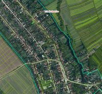 Na predaj starší rodinný dom v obci Budmerice 541m2 - Mapa katastrálneho územia Budmerice s detailmi parciel a ciest.