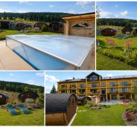 Predaj! Rekreačný apartmán pod Tatrami – Dovalovo - Wellness areál s bazénom a ležadlami v Dovalove, Liptovský Hrádok, neďaleko rezortu.