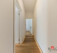 Nadštandardný 3i byt s terasou v projekte Nová Koliba - Chodba so stenami v 3-izbovom byte a podlahou s dreveným dekorom.