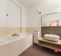 Priestranný petfriendly 2i byt v Starom Meste - Kúpeľňa v 2-izbovom byte s vaňou, umývadlom a dlažbou.