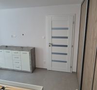 Na prenájom kompletne prerob. NOVÝ 2 izbový byt čiast.zar. Nové Zámky - Svetlý interiér 2-izbového bytu s komodou a bielymi dverami, podlaha s dreveným dekorom.