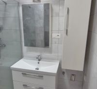 Na prenájom kompletne prerob. NOVÝ 1 izbový byt čiast.zar. Nové Zámky - Kúpeľňa s umývadlom a skrinkami v 1-izbovom byte.