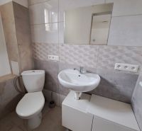 Prenajmeme garsónku, 27 m2, Melek, okr. Nitra - Kúpeľňa v garsónke so záchodom, umývadlom a zrkadlom. Neutrálne farebné tóny.